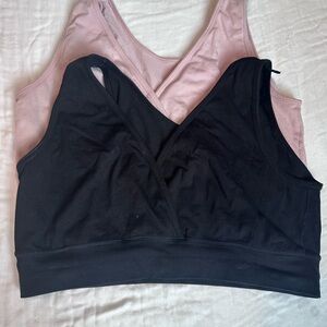 Seraphine Black & Dusty Pink nursing Crossover Sleep Bralette Duo